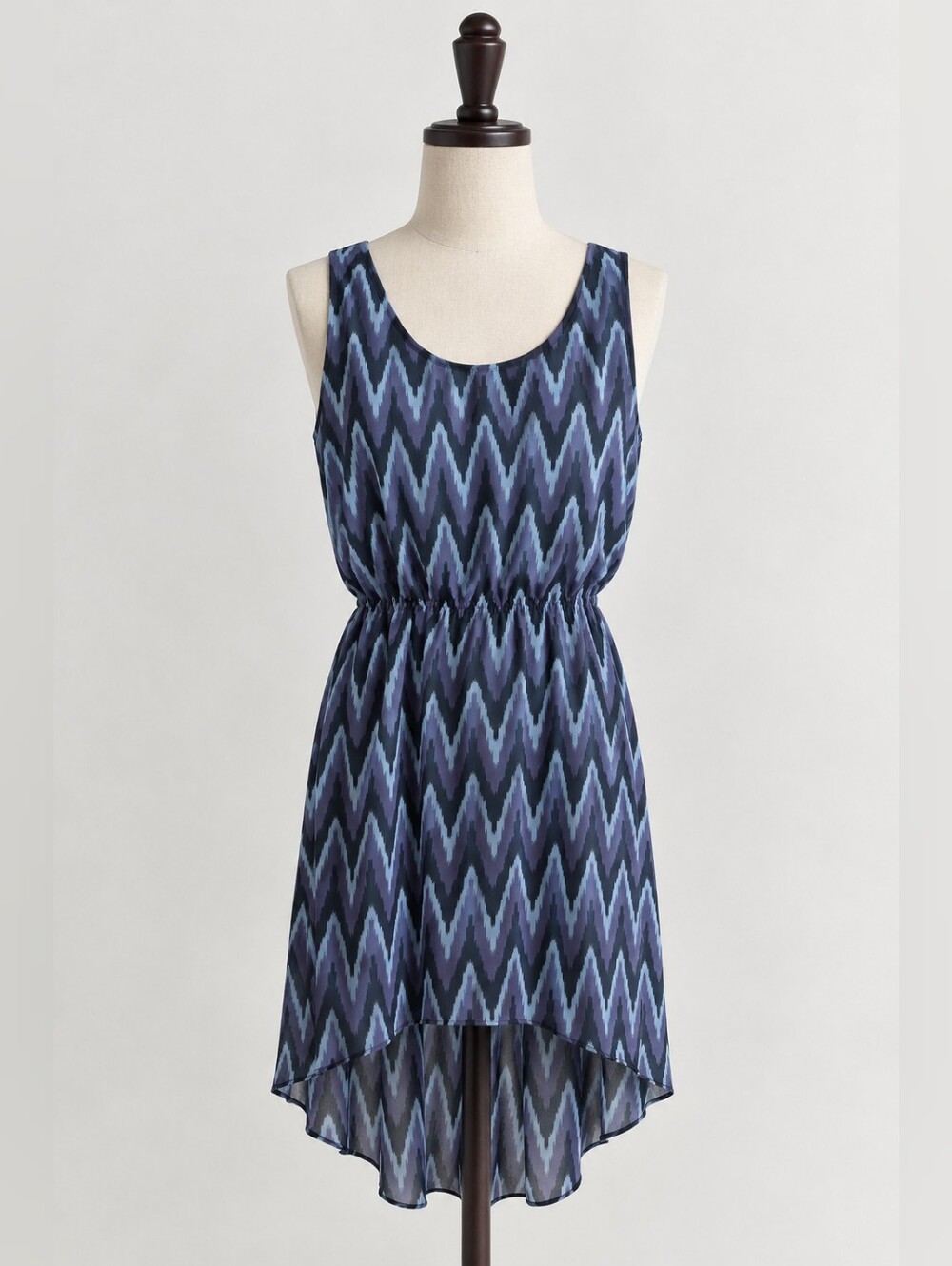 H&M Blue Geometric Print High-Low Dress – Size XS/S